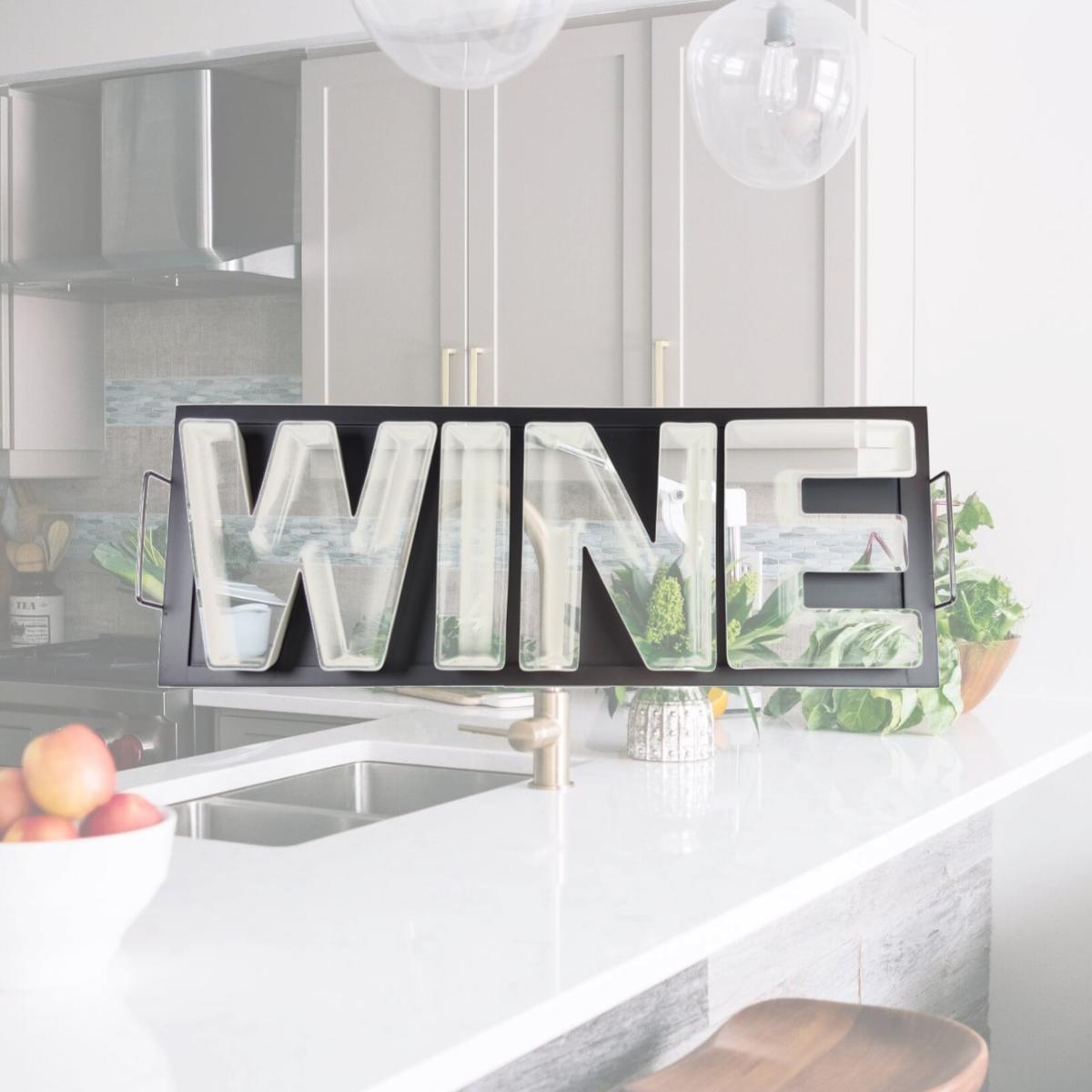 Picture of Red Vanilla CY300-104 19 x 7 in. Vanilla Wine Serving Dishes with Wooden Tray, White & Black