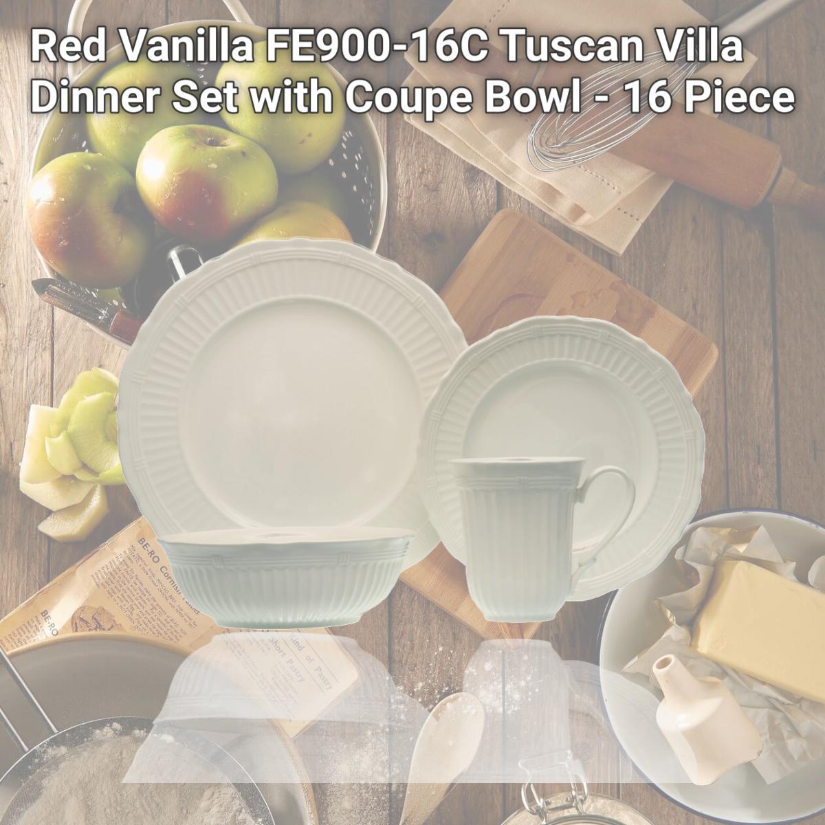 Picture of Red Vanilla FE900-16C Tuscan Villa Dinner Set with Coupe Bowl - 16 Piece