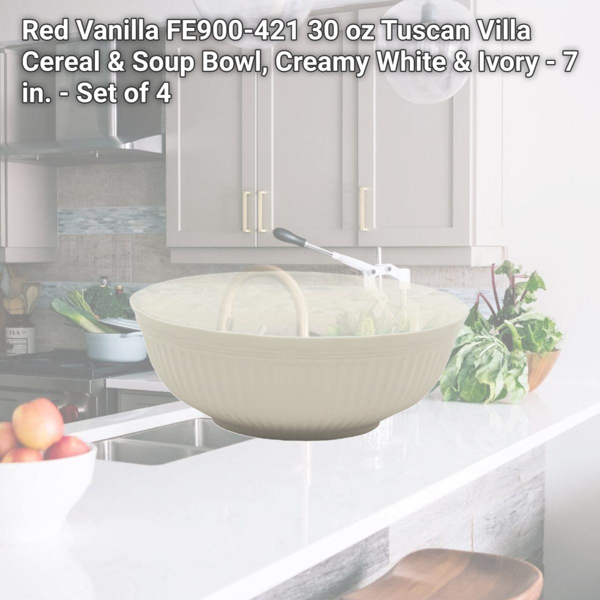 Picture of Red Vanilla FE900-421 30 oz Tuscan Villa Cereal & Soup Bowl, Creamy White & Ivory - 7 in. - Set of 4