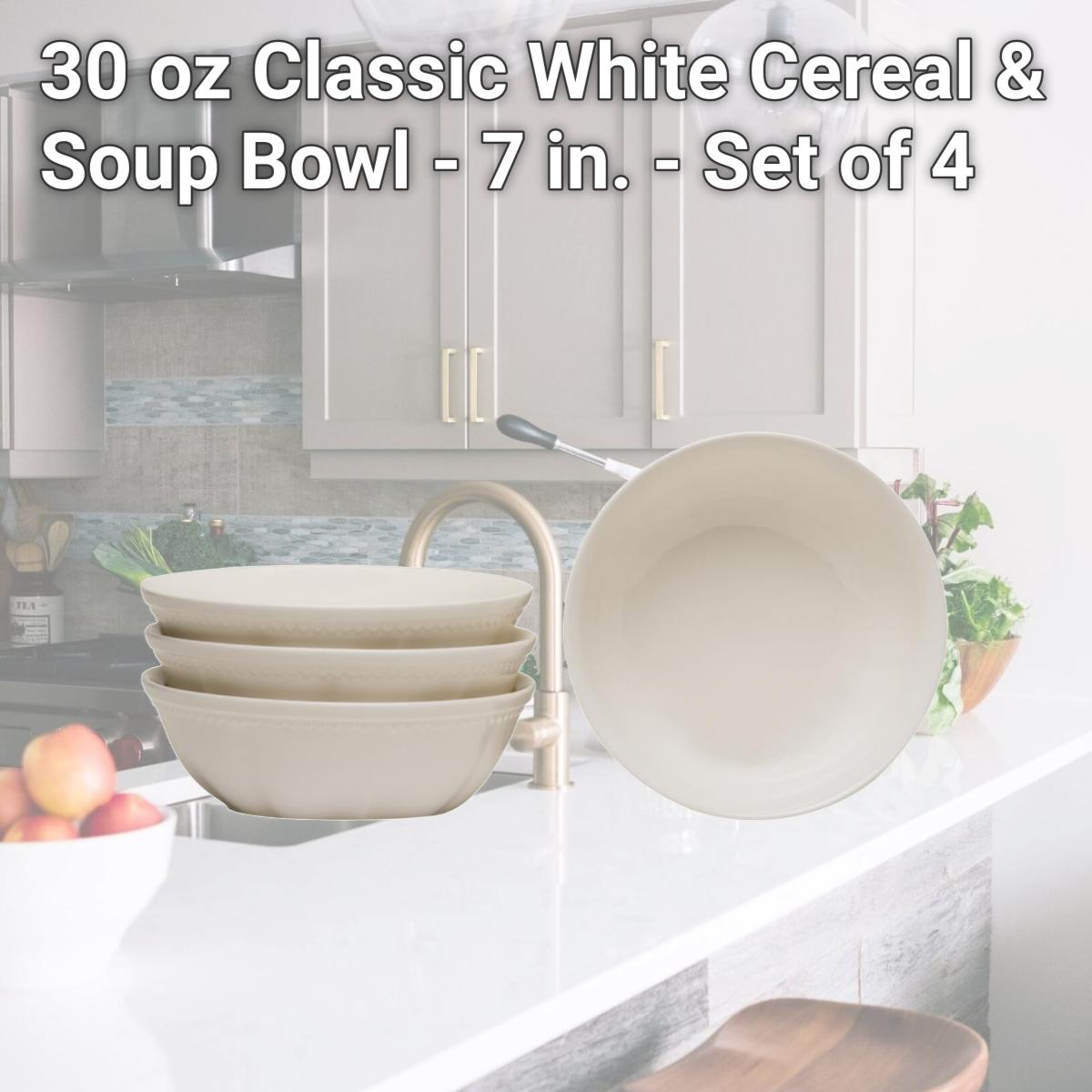 Picture of Red Vanilla FN900-421 30 oz Classic White Cereal & Soup Bowl - 7 in. - Set of 4