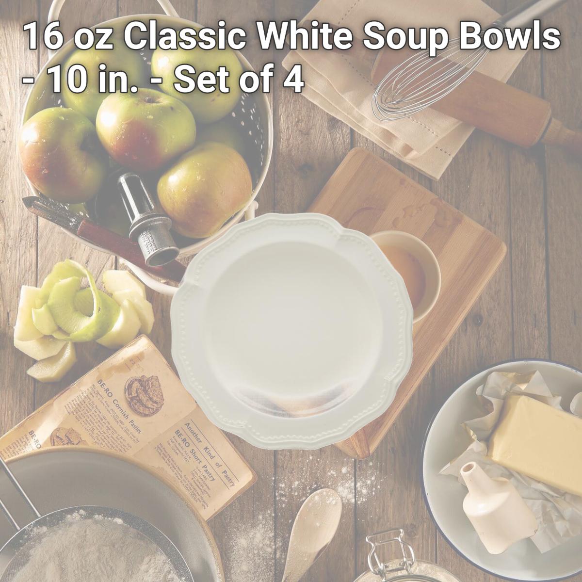 Picture of Red Vanilla FN900-420 16 oz Classic White Soup Bowls - 10 in. - Set of 4