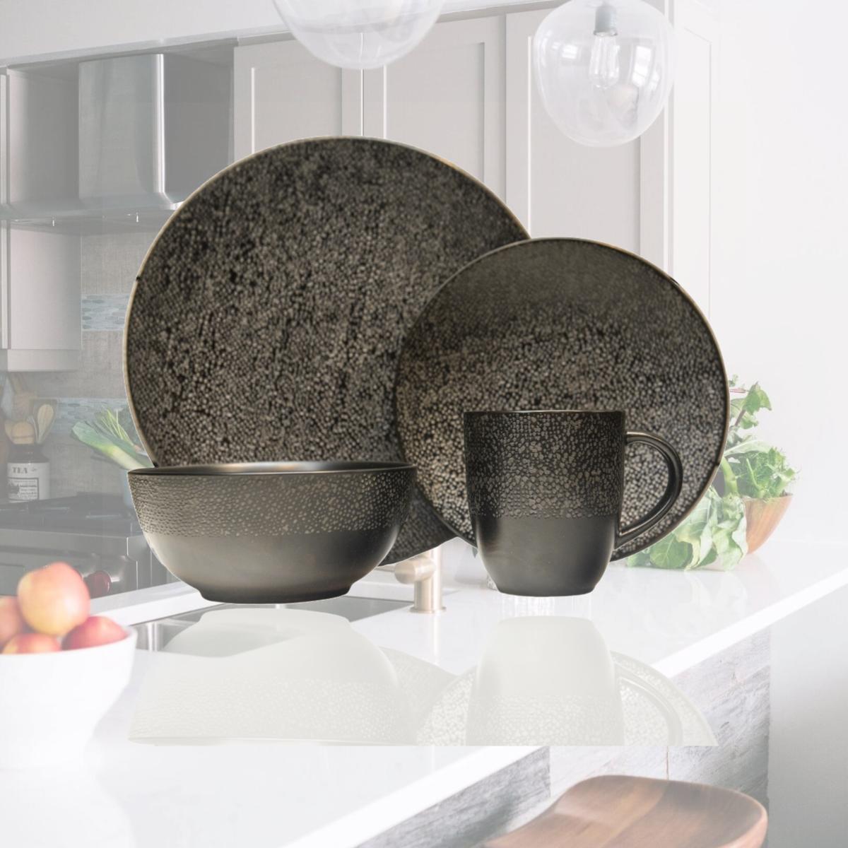 Picture of Red Vanilla HN140-016 Matrix Black Dinner Set - 16 Piece