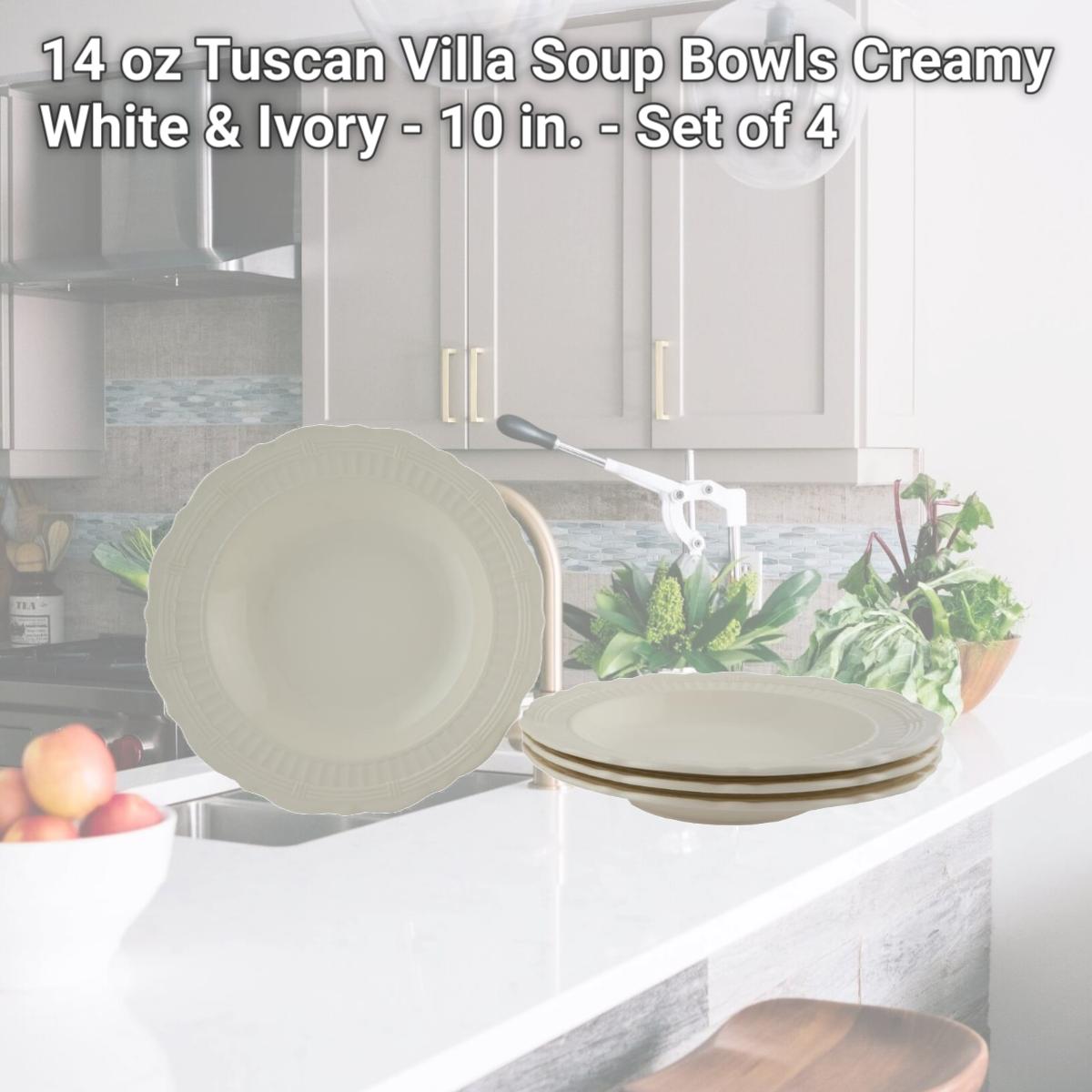 Picture of Red Vanilla FE900-420 14 oz Tuscan Villa Soup Bowls, Creamy White & Ivory - 10 in. - Set of 4