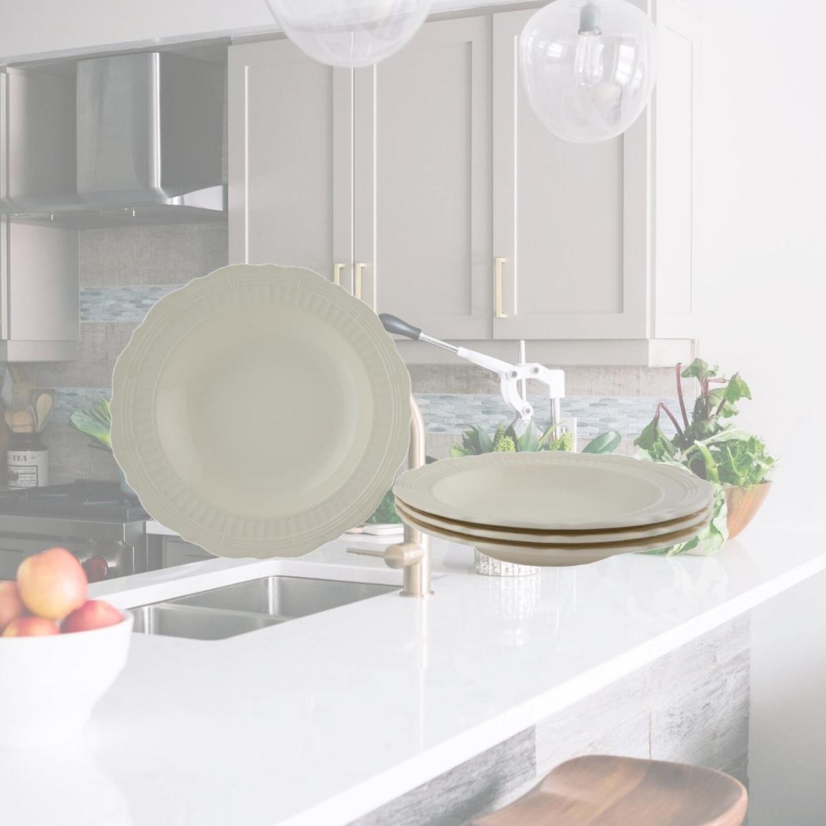 Picture of Red Vanilla FE900-420 14 oz Tuscan Villa Soup Bowls, Creamy White & Ivory - 10 in. - Set of 4