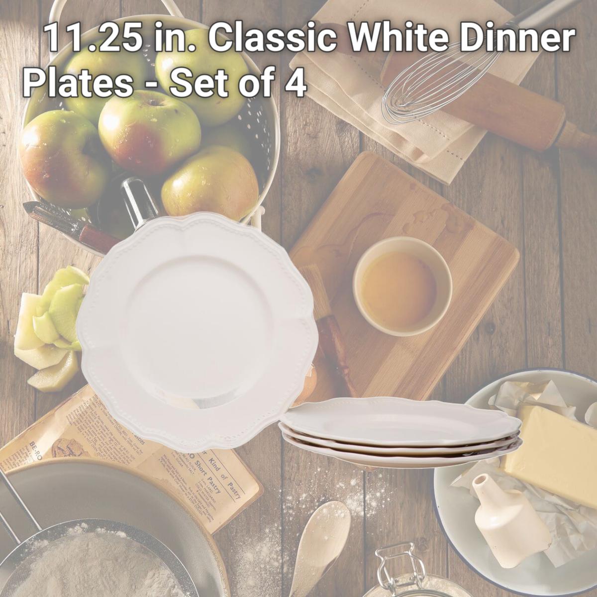 Picture of Red Vanilla FN900-401 11.25 in. Classic White Dinner Plates - Set of 4