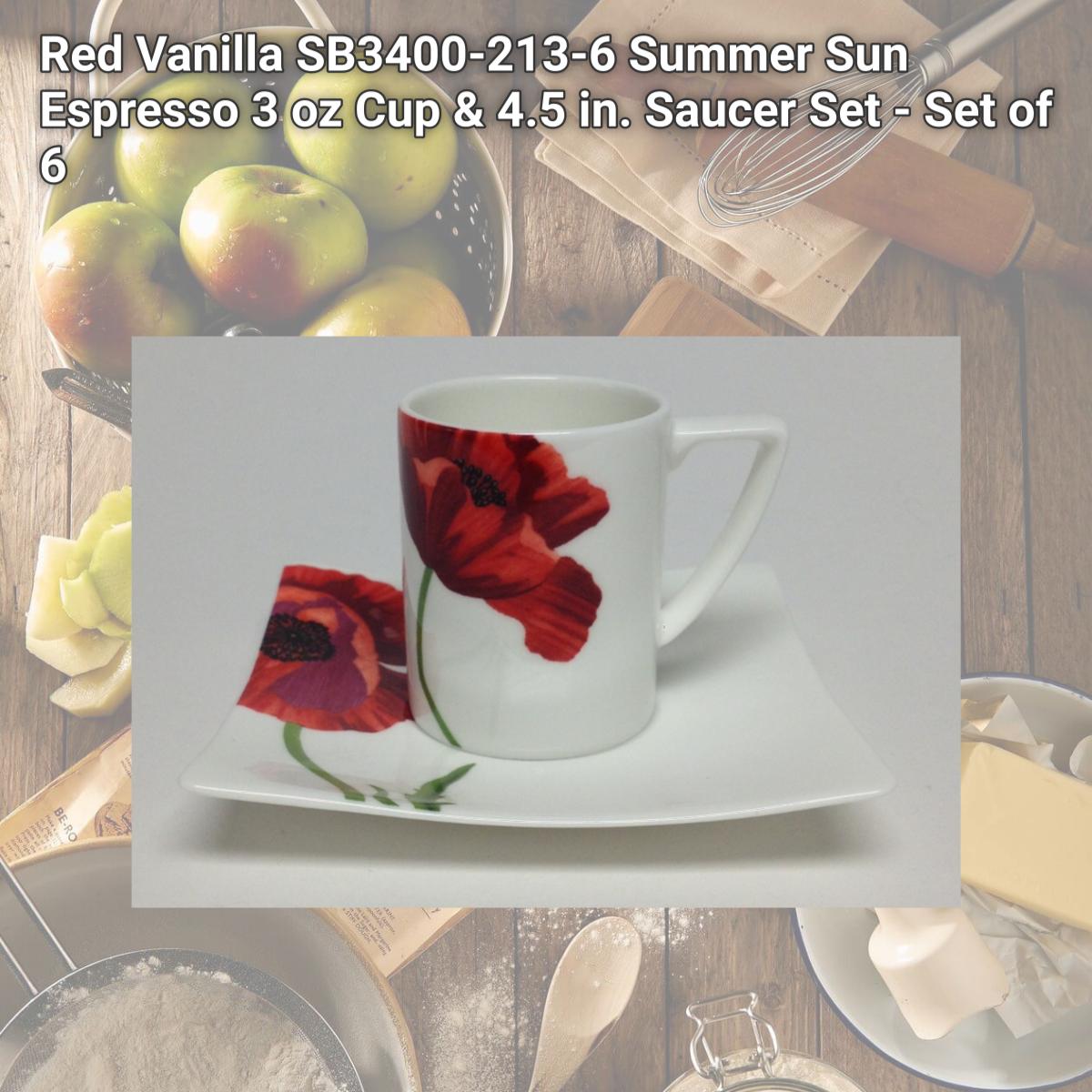 Picture of Red Vanilla SB3400-213-6 Summer Sun Espresso 3 oz Cup & 4.5 in. Saucer Set - Set of 6