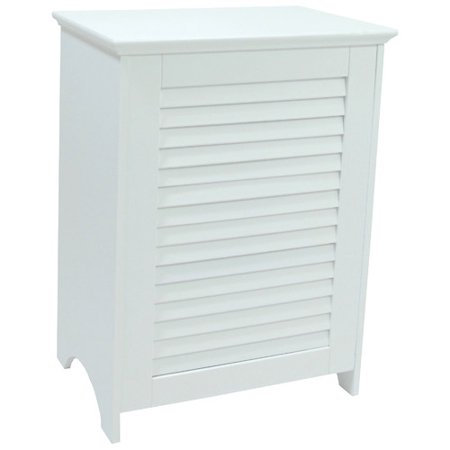 5208wh Contemporary Country Louvered Front Hamper, White