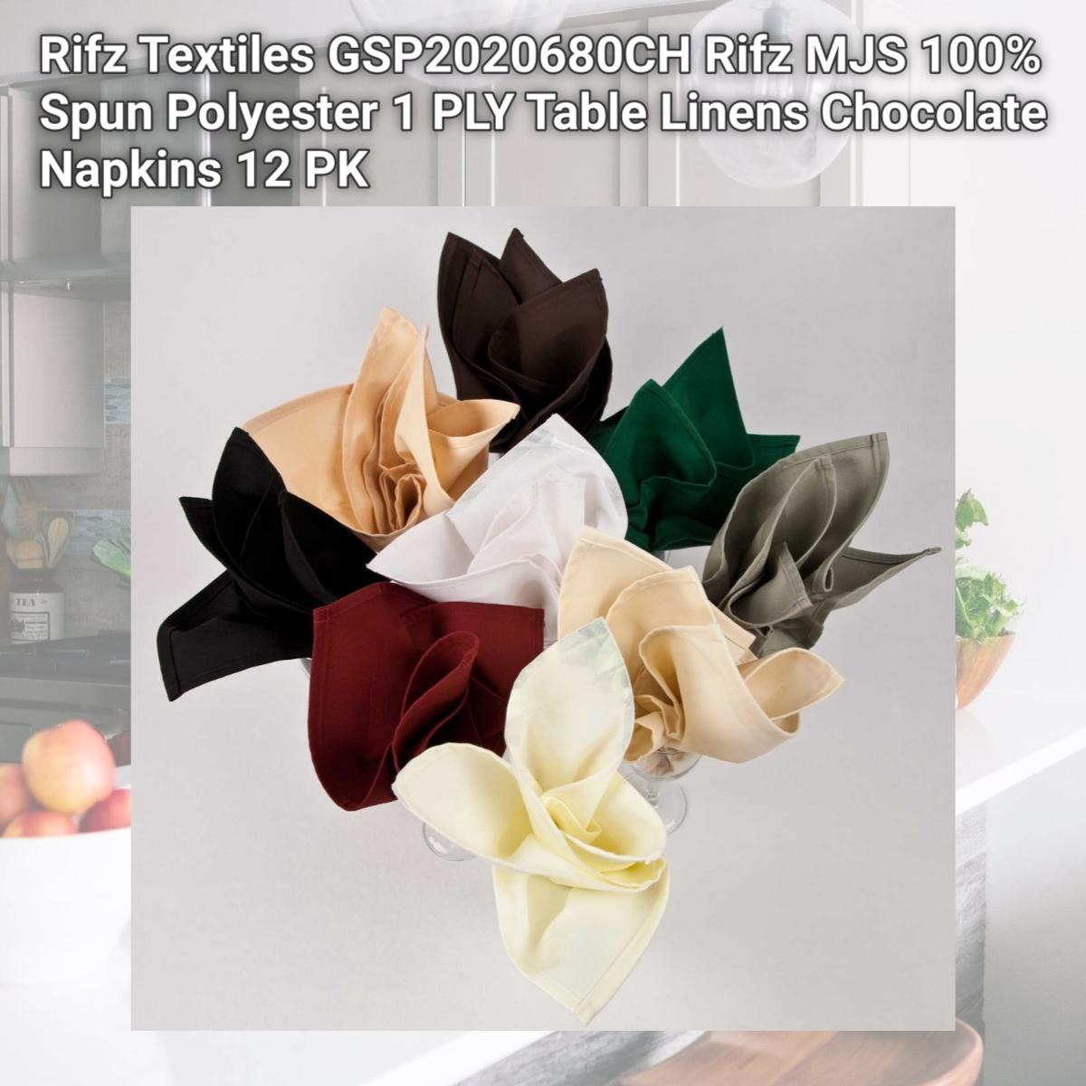 Picture of Rifz Textiles GSP2020680CH Rifz MJS 100% Spun Polyester 1 PLY Table Linens Chocolate Napkins 12 PK