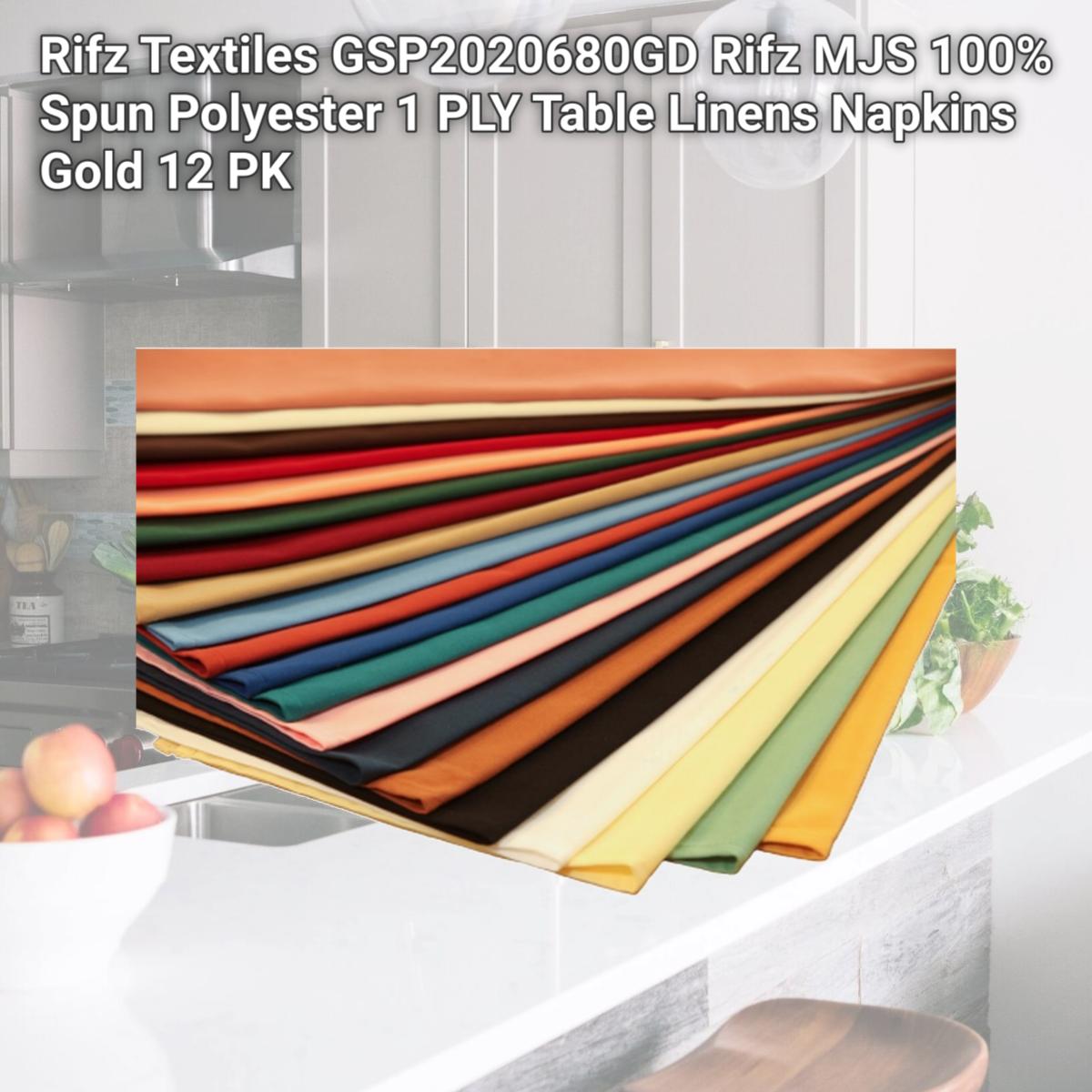 Picture of Rifz Textiles GSP2020680GD Rifz MJS 100% Spun Polyester 1 PLY Table Linens Napkins Gold 12 PK