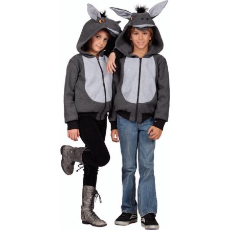 40528-s 100 Acres Donkey Hoodie Child Costume - Grey, Small