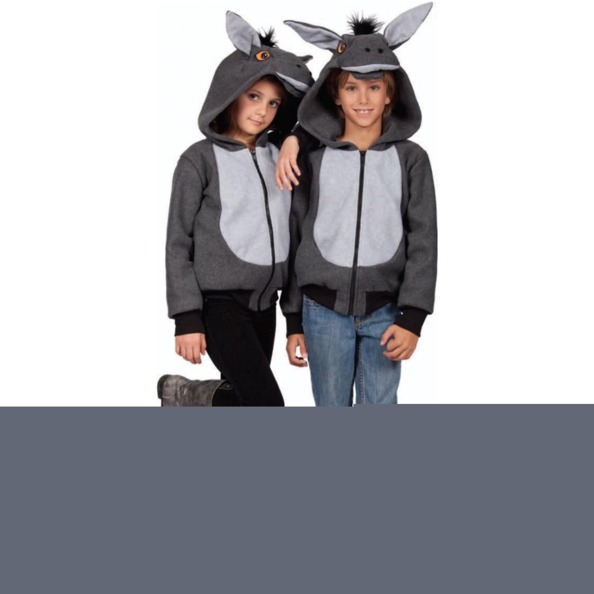 40528-m 100 Acres Donkey Hoodie Child Costume - Grey, Medium