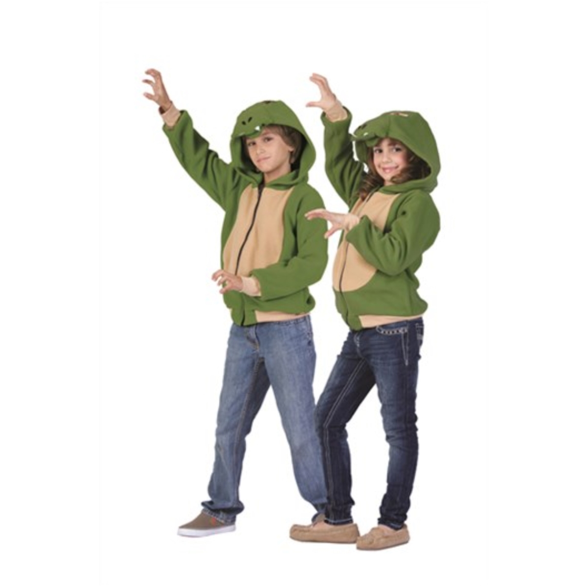 40508-l Child Ness The Dinosaur Hoodie Costume - Olive Green, Large