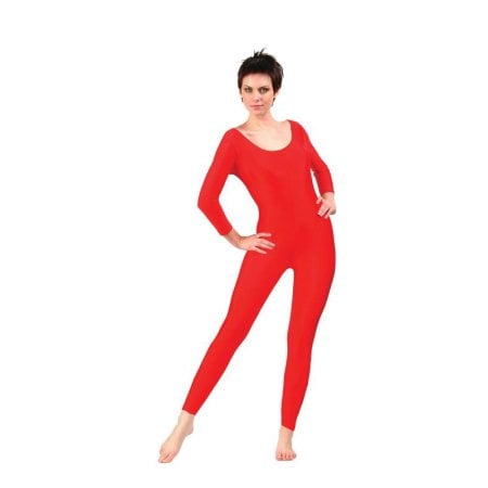 Adult Velvet Unitard - Red, Large