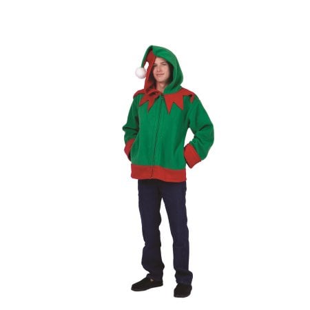 40887-s Santa Helper Adult Hoodie Costume, Small - Green & Red