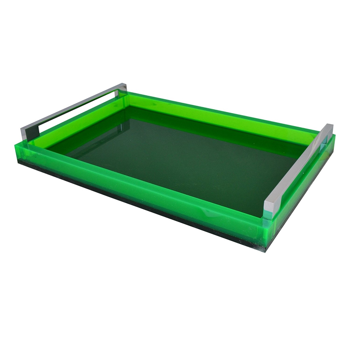 Lth01-g Tray With Silver Handles, Neon Green