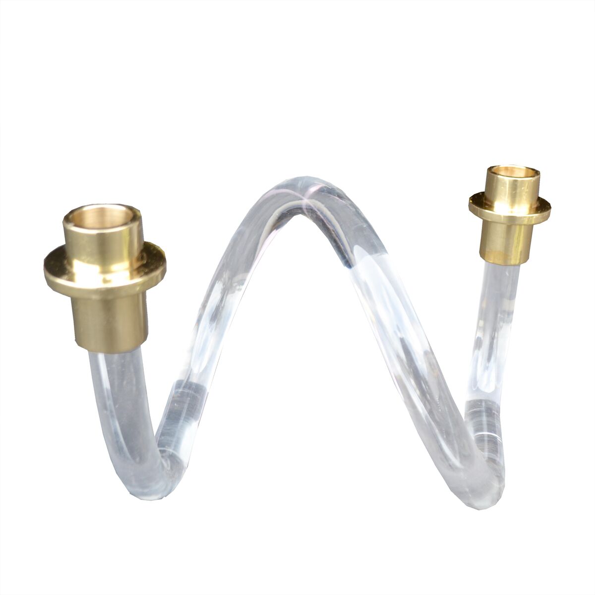 Ce-03c Kink Clear Candle Holders, Clear & Brass