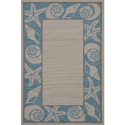 25729d 5 X 8 In. Sea Shells Area Rug - Blue & Ivory