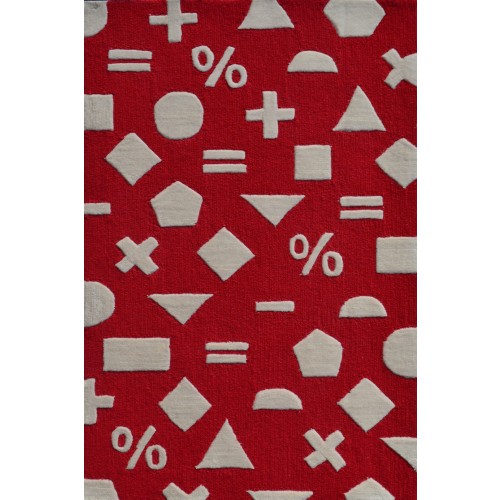 74127b 2.8 X 4.8 In. Math Dot Area Rug - Red & White