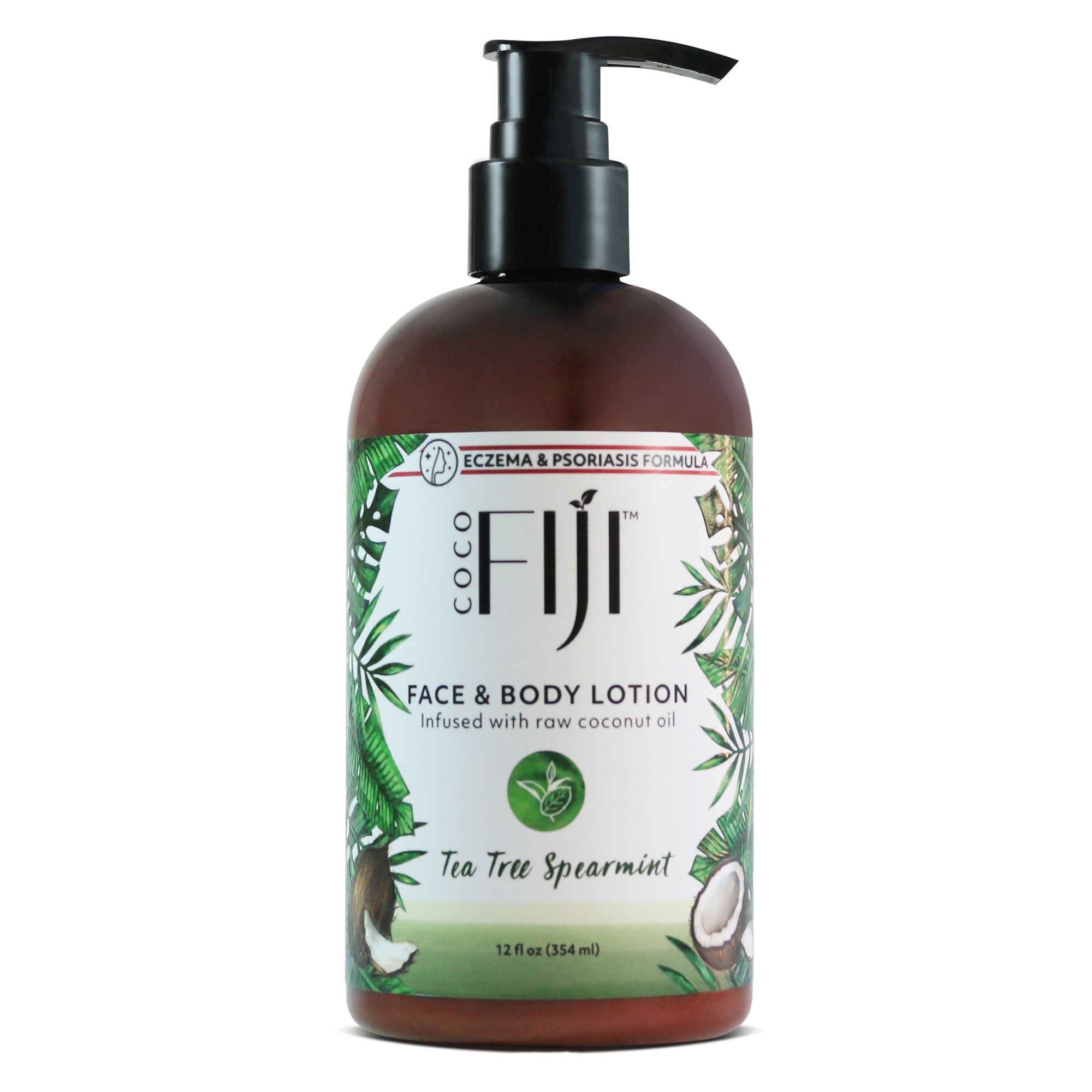 833884000091 12 Oz Infused Face & Body Lotion With Raw Coconut Oil, Tea Tree Spearmint
