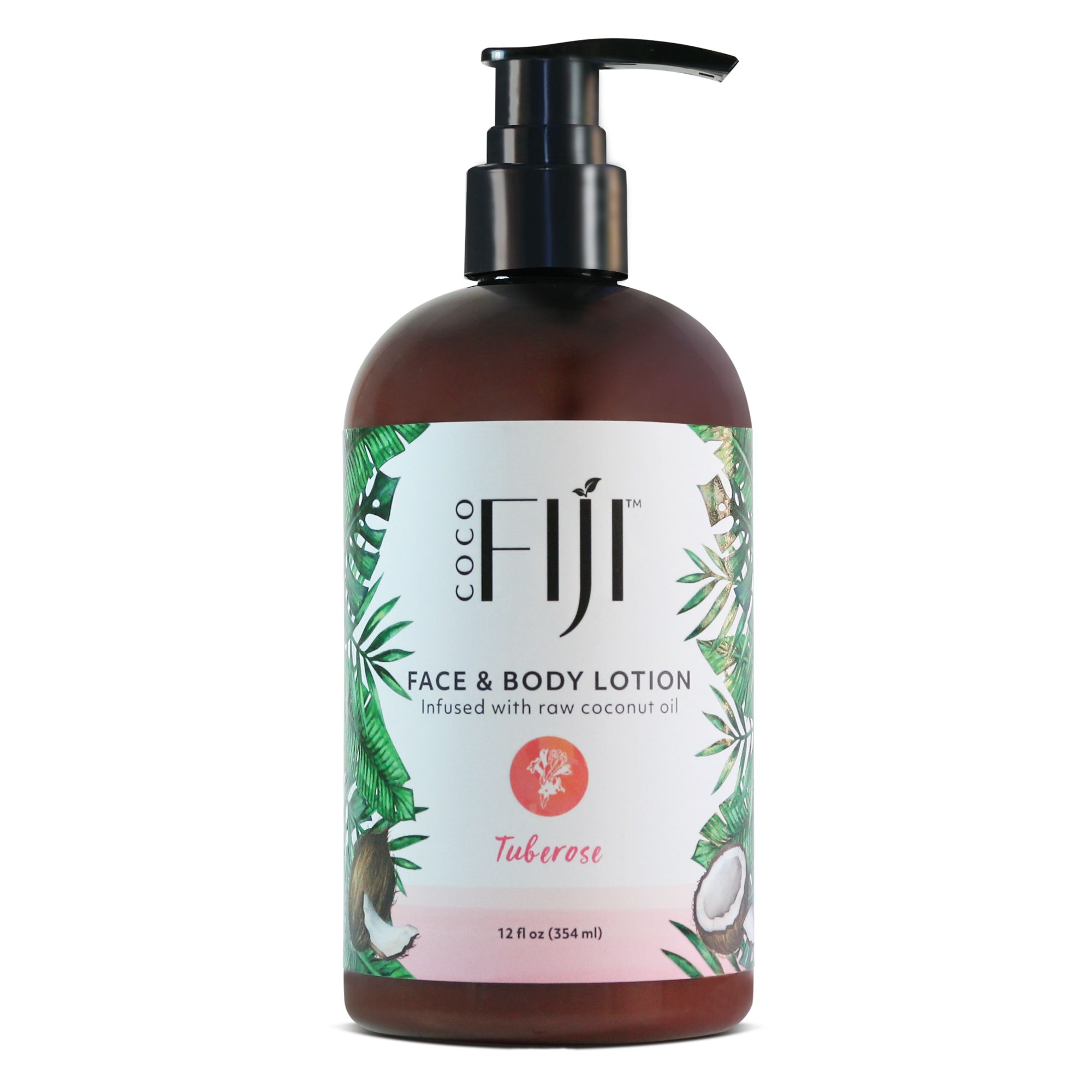833884000763 12 Oz Infused Face & Body Lotion With Raw Coconut Oil, Tuberose