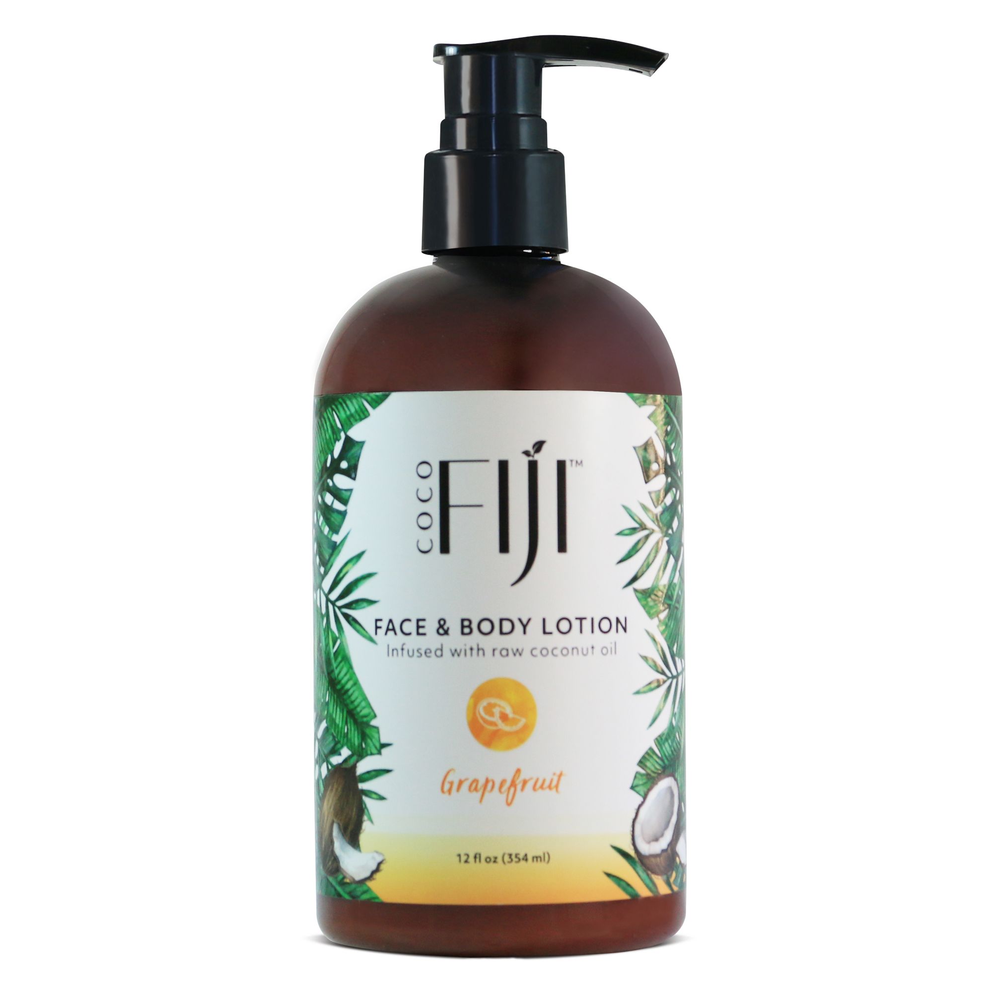 833884001258 12 Oz Infused Face & Body Lotion With Raw Coconut Oil, Pink Grapefruit