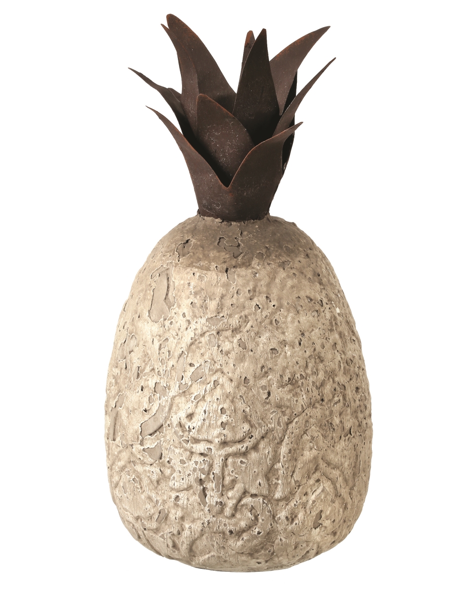 Mt21361-ceme 11 In. Metal & Poly Pineapple Statue - Cement