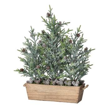 Mtx59688-frgr 20 In. Frost Mini Fir With Cones Triple Tree In Planter - Frosted Green