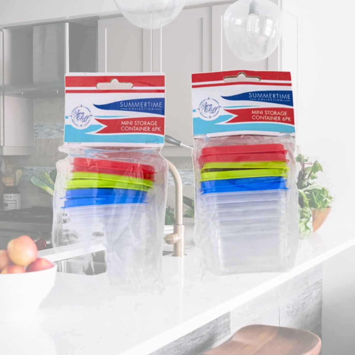 Picture of Regent Products G41196 2.5 oz Square or Round Stacked Lids & Base Mini Storage Container, Red & Green - Blue - Pack of 6