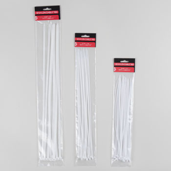 G09384 15 X 11 X 19 In. Jumbo Cable Ties - White, Pack Of 48