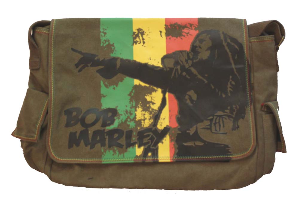 Zrw-zrbm19bg00 Bob Marley Adult Marley Messenger Bag For Unisex, Army Green - Small