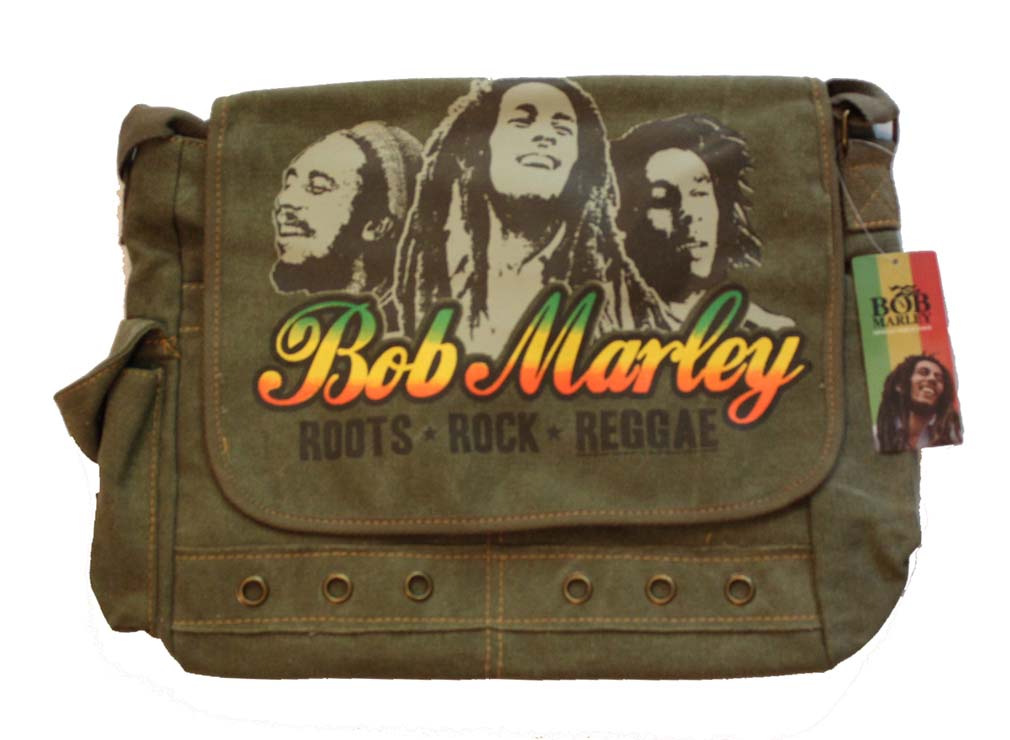 Zrw-zrbm18bg00 Bob Marley Roots Rock Reggae Adult Messenger Bag For Unisex, Army Green - Small