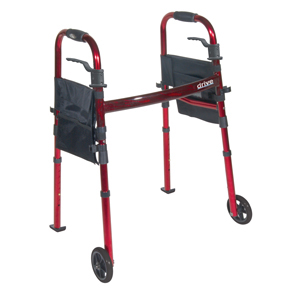 Drive Medical Drive-medical-rtl10263kdr Folding Travel Walker With 5 In. Wheels & Fold Up Legs, Red
