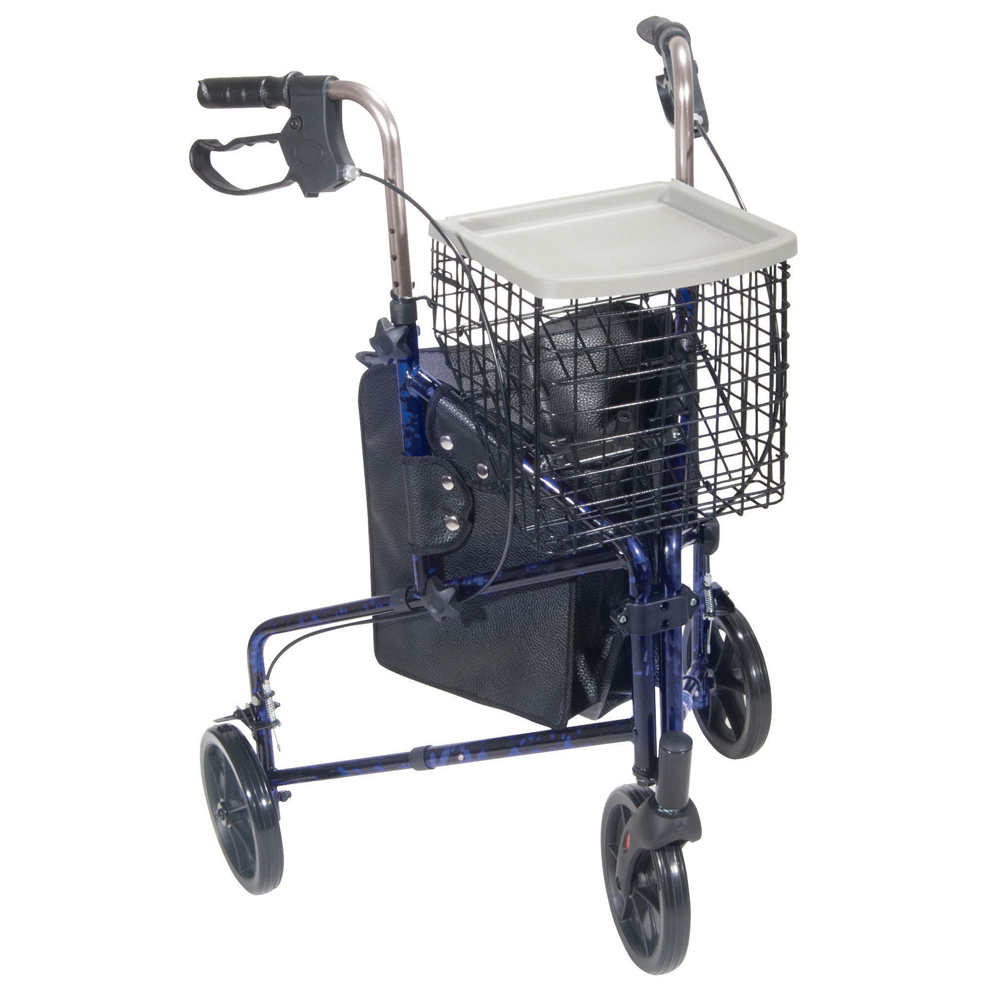 Drive Medical Drive-medical-rs20 3 Wheel Walker Rollator With Basket Tray & Pouch