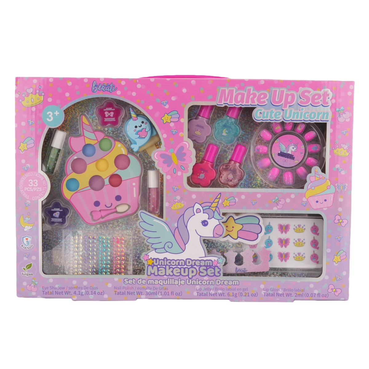 XP317 Unicorn Dream Kids Makeup Gift Set Complete Beauty Kit with Nail Polish, Lip Gloss, Eyeshadow & Accessories
