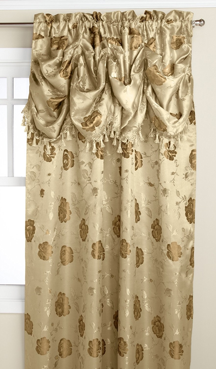 Pnk05482 Kelly Jacquard 54 X 84 In. Double Rod Pocket Curtain Panel With Attached 18 In. Valance, Sage