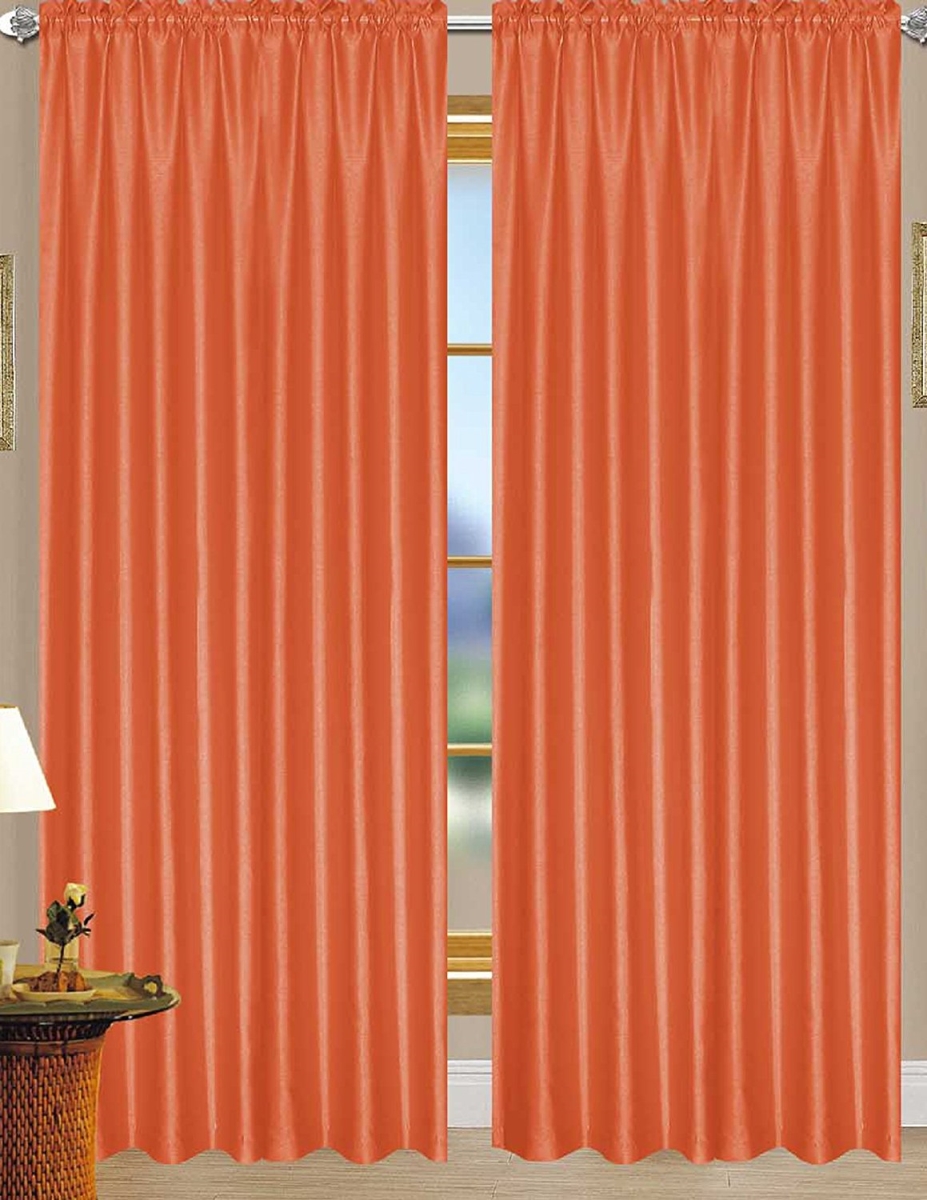 Pnn03159 Nikki Faux Silk 54 X 84 In. Rod Pocket Curtain Panel, Neon Orange
