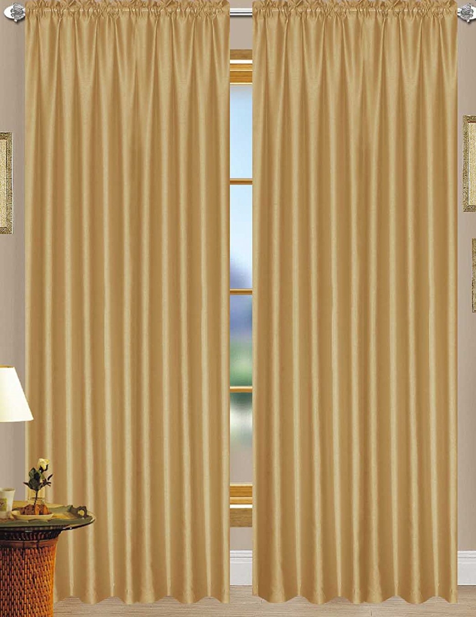 Pnn03131 Nikki Faux Silk 54 X 84 In. Rod Pocket Curtain Panel, Gold