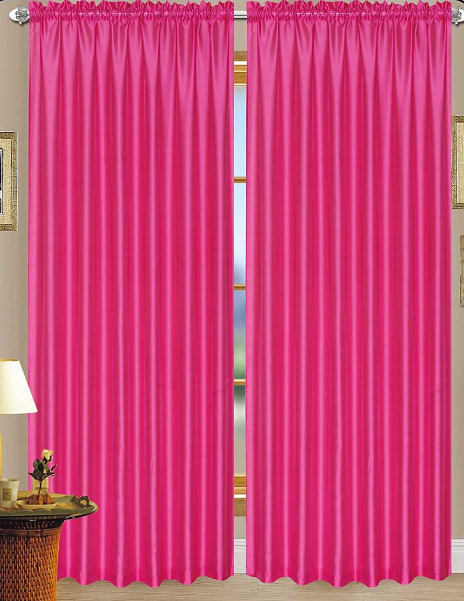 Nikki Faux Silk 54 X 84 In. Rod Pocket Curtain Panel, Neon Pink