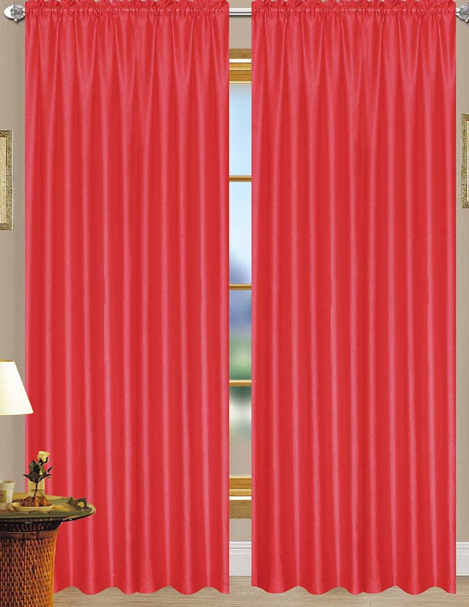 Pnn03177 Nikki Faux Silk 54 X 84 In. Rod Pocket Curtain Panel, Red