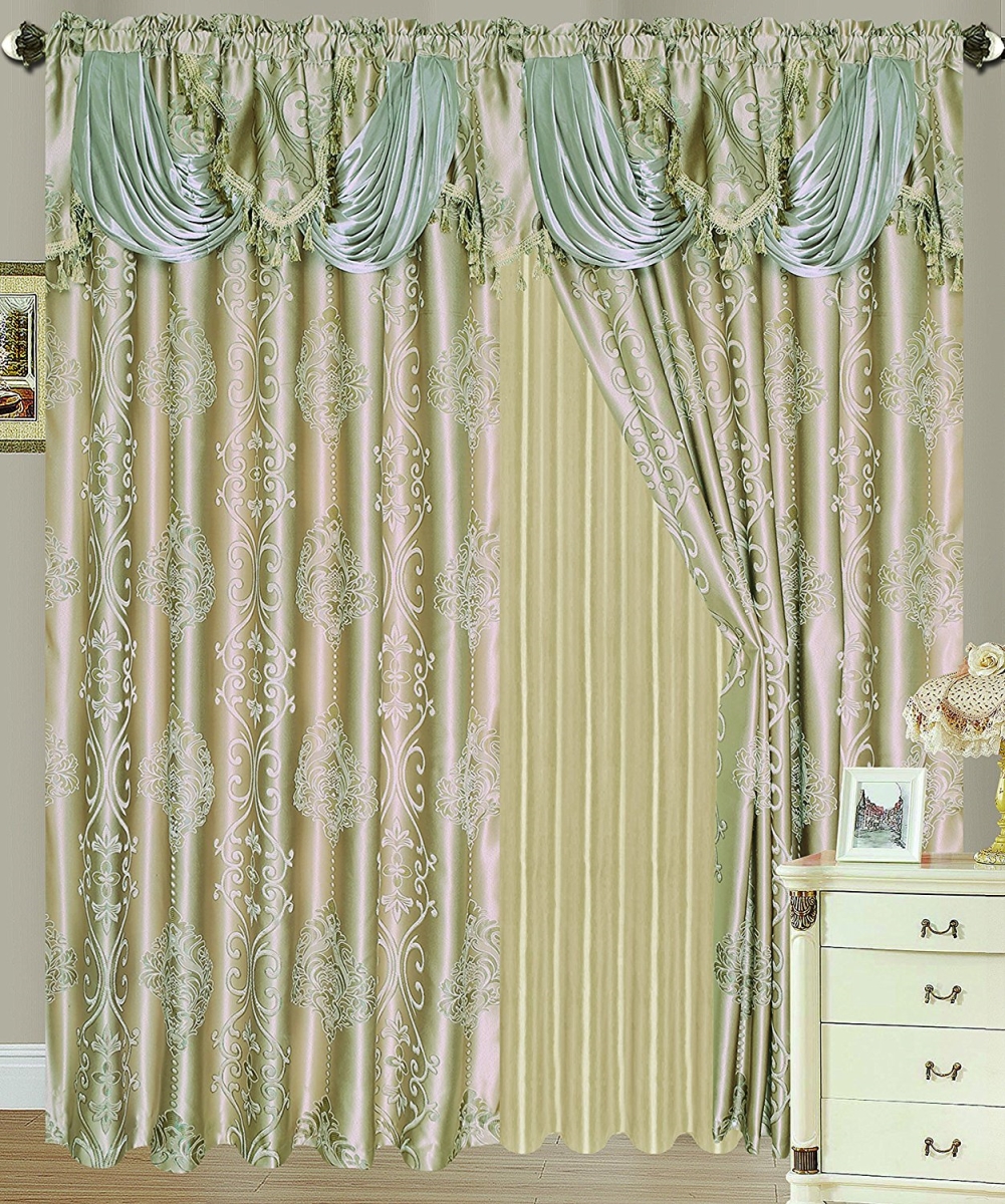 Pnr05390 Rosetta Jacquard 54 X 84 In. Single Curtain Panel With Attached 18 In. Valance, Taupe