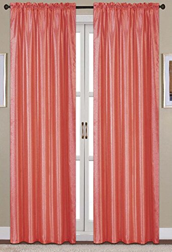 Pnn03124 Nikki Faux Silk 54 X 84 In. Rod Pocket Curtain Panel, Coral