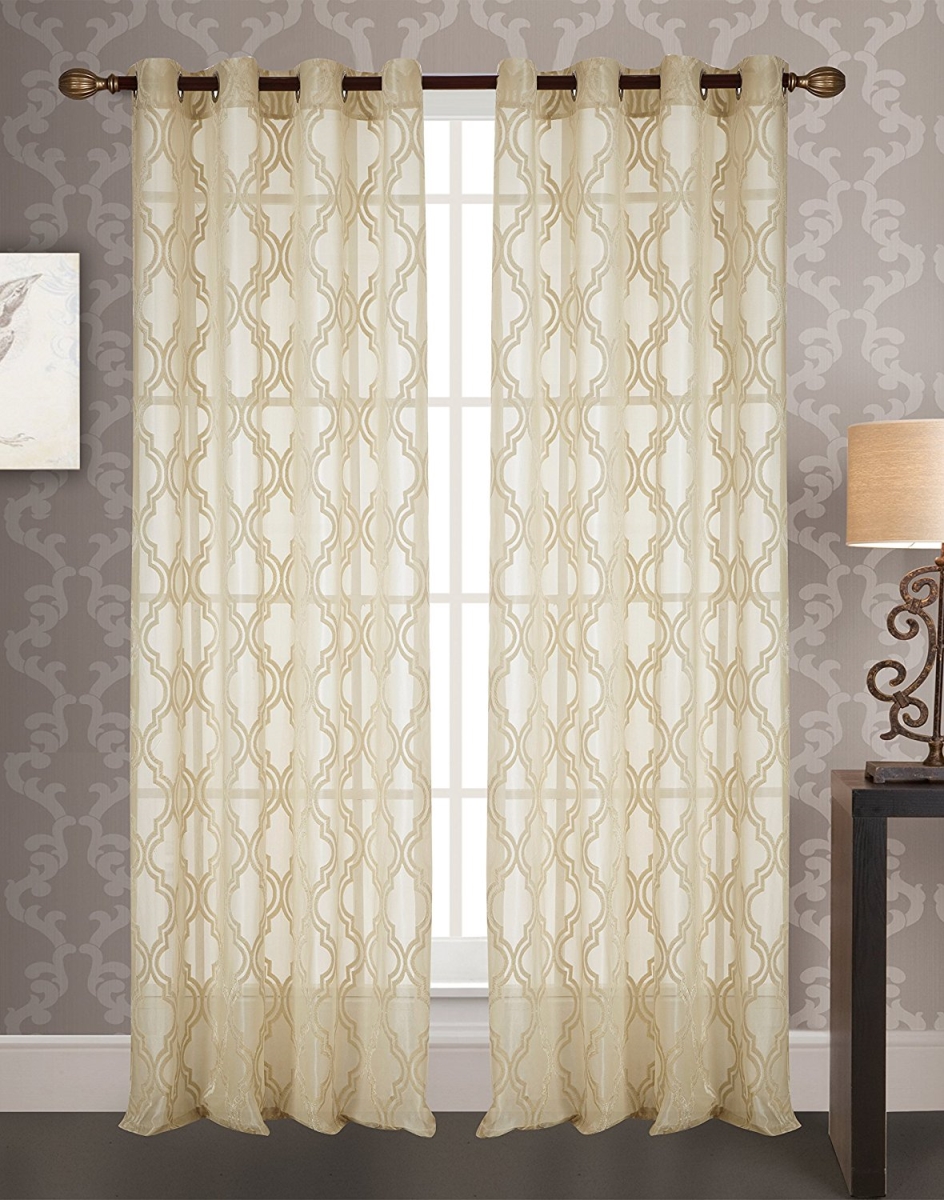 Pnk00640 Knox Jacquard 54 X 84 In. Grommet Curtain Panel, Ivory