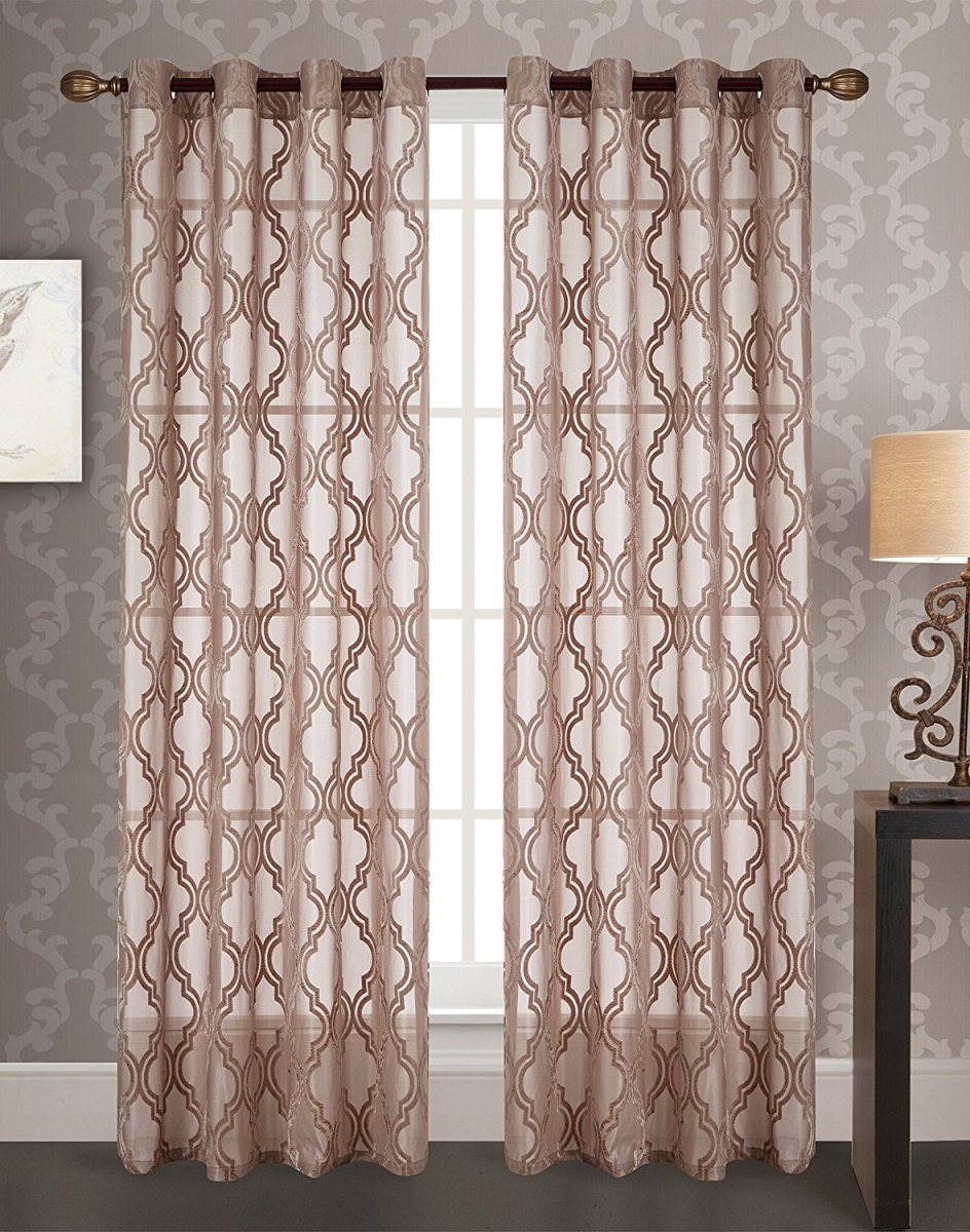 Pnk00690 Knox Jacquard 54 X 84 In. Grommet Curtain Panel, Taupe