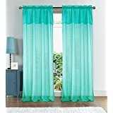 Pna08903 Anise Textured 54 X 90 In. Rod Pocket Curtain Panel With Attached 18 In. Valance, Aqua