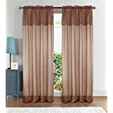 Pna08955 Anise Textured 54 X 90 In. Rod Pocket Curtain Panel With Attached 18 In. Valance, Mocha