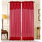 Pna08977 Anise Textured 54 X 90 In. Rod Pocket Curtain Panel With Attached 18 In. Valance, Red