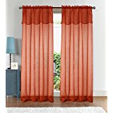 Pna08993 Anise Textured 54 X 90 In. Rod Pocket Curtain Panel With Attached 18 In. Valance, Terracotta