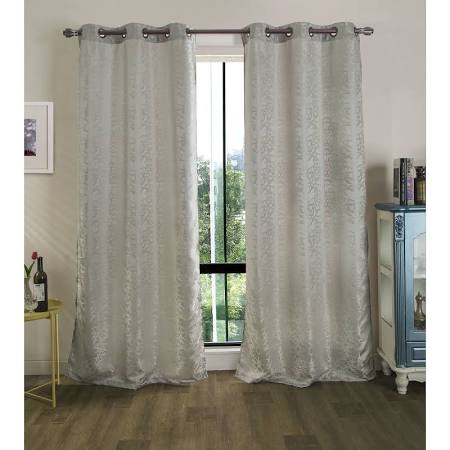 Pnt10584 Tina Jacquard 76 X 84 In. Grommet Curtain Panel Pair, Silver - Set Of 2
