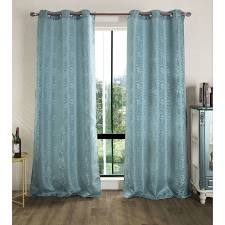 Pnt10508 Tina Jacquard 76 X 84 In. Grommet Curtain Panel Pair, Blue - Set Of 2