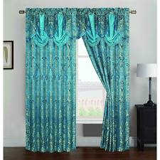 Png10791 Gina Jacquard 54 X 84 In. Rod Pocket Curtain Panel With Attached 18 In. Valance, Teal